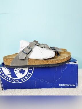 Birkenstock Gizeh Braided Casual Sandals in Neutral Iron Gray Women's Size 8 NWT